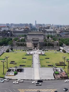 航拍西安老城永宁门·钟楼·鼓楼·南大街·古城墙