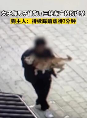 郑州一男子用三轮车车座将狗虐杀